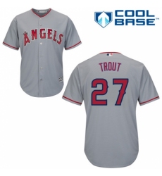 Men's Majestic Los Angeles Angels of Anaheim #27 Mike Trout Replica Grey Road Cool Base MLB Jersey