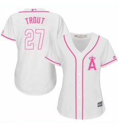 Women's Majestic Los Angeles Angels of Anaheim #27 Mike Trout Authentic White Fashion Cool Base MLB Jersey