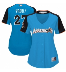 Women's Majestic Los Angeles Angels of Anaheim #27 Mike Trout Replica Blue American League 2017 MLB All-Star MLB Jersey