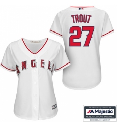 Women's Majestic Los Angeles Angels of Anaheim #27 Mike Trout Replica White Home MLB Jersey