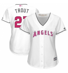 Women's Majestic Los Angeles Angels of Anaheim #27 Mike Trout Replica White Mother's Day Cool Base MLB Jersey