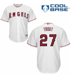 Youth Majestic Los Angeles Angels of Anaheim #27 Mike Trout Authentic White Home Cool Base MLB Jersey