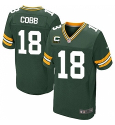 Men's Nike Green Bay Packers #18 Randall Cobb Elite Green Team Color C Patch NFL Jersey