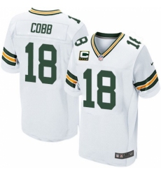 Men's Nike Green Bay Packers #18 Randall Cobb Elite White C Patch NFL Jersey