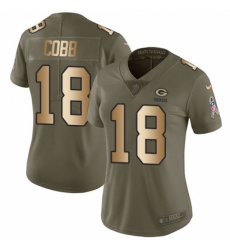 Women's Nike Green Bay Packers #18 Randall Cobb Limited Olive/Gold 2017 Salute to Service NFL Jersey