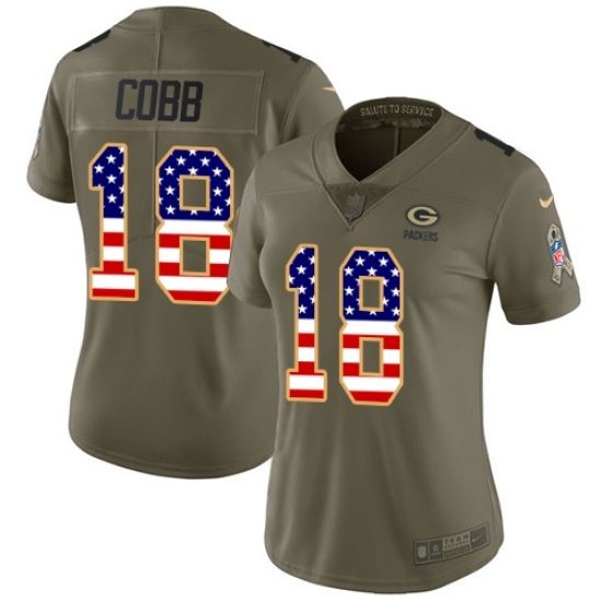 Women's Nike Green Bay Packers #18 Randall Cobb Limited Olive/USA Flag 2017 Salute to Service NFL Jersey Women's Nike Green Bay Packers #18 Randall Cobb Limited Olive/USA Flag 2017 Salute to Service NFL Jersey