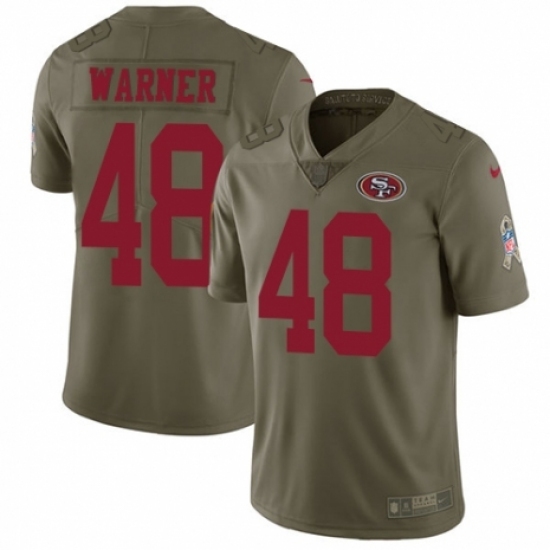 Men's Nike San Francisco 49ers #48 Fred Warner Limited Olive 2017 Salute to Service NFL Jersey Men's Nike San Francisco 49ers #48 Fred Warner Limited Olive 2017 Salute to Service NFL Jersey