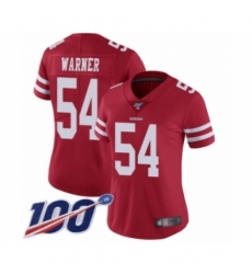 Women's San Francisco 49ers #54 Fred Warner Red Team Color Vapor Untouchable Limited Player 100th Season Football Jersey