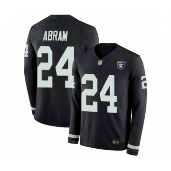 Men's Oakland Raiders #24 Johnathan Abram Limited Black Therma Long Sleeve Football Jersey Men's Oakland Raiders #24 Johnathan Abram Limited Black Therma Long Sleeve Football Jersey