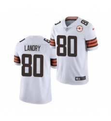 Men's Cleveland Browns #80 Jarvis Landry 2021 White 75th Anniversary Patch Vapor Untouchable Limited Jersey