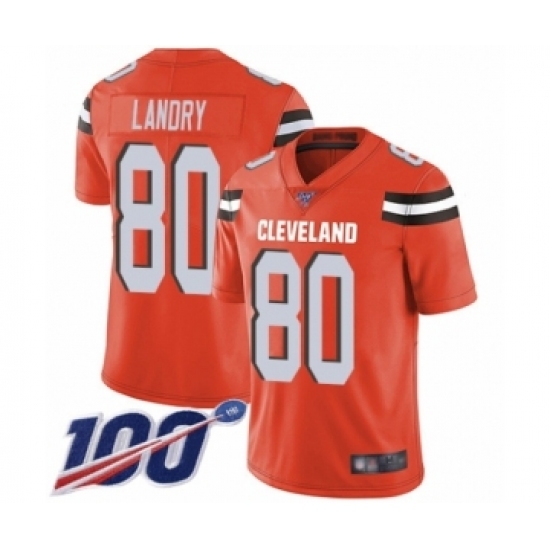 Men's Cleveland Browns #80 Jarvis Landry Orange Alternate Vapor Untouchable Limited Player 100th Season Football Jersey Men's Cleveland Browns #80 Jarvis Landry Orange Alternate Vapor Untouchable Limited Player 100th Season Football Jersey