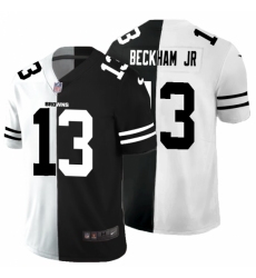 Men's Cleveland Browns #13 Odell Beckham Jr. Black White Limited Split Fashion Football Jersey