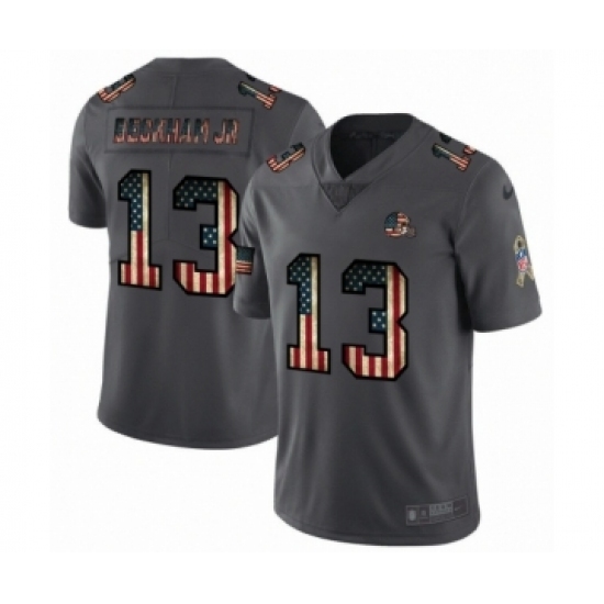 Men's Cleveland Browns #13 Odell Beckham Jr. Limited Black USA Flag 2019 Salute To Service Football Jersey Men's Cleveland Browns #13 Odell Beckham Jr. Limited Black USA Flag 2019 Salute To Service Football Jersey