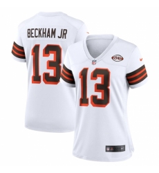 Women's Cleveland Browns #13 Odell Beckham Jr. Nike White 1946 Collection Alternate Jersey