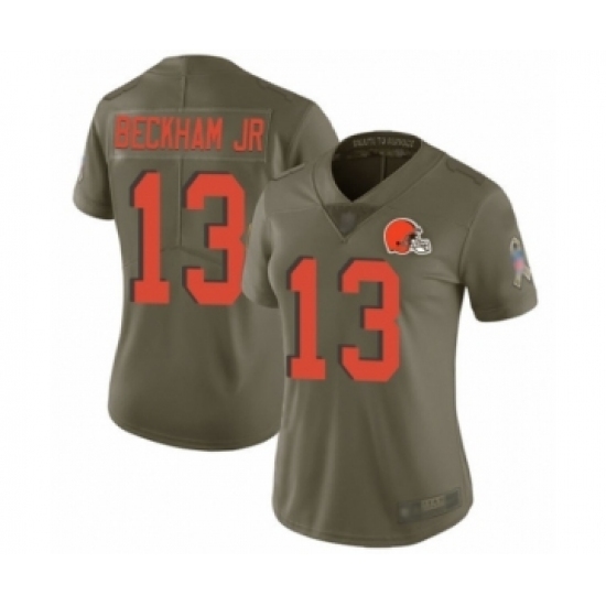 Women's Odell Beckham Jr. Limited Olive Nike Jersey NFL Cleveland Browns #13 2017 Salute to Service Women's Odell Beckham Jr. Limited Olive Nike Jersey NFL Cleveland Browns #13 2017 Salute to Service
