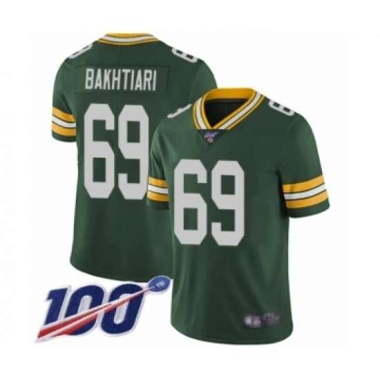 Men's Green Bay Packers #69 David Bakhtiari Green Team Color Vapor Untouchable Limited Player 100th Season Football Jersey Men's Green Bay Packers #69 David Bakhtiari Green Team Color Vapor Untouchable Limited Player 100th Season Football Jersey
