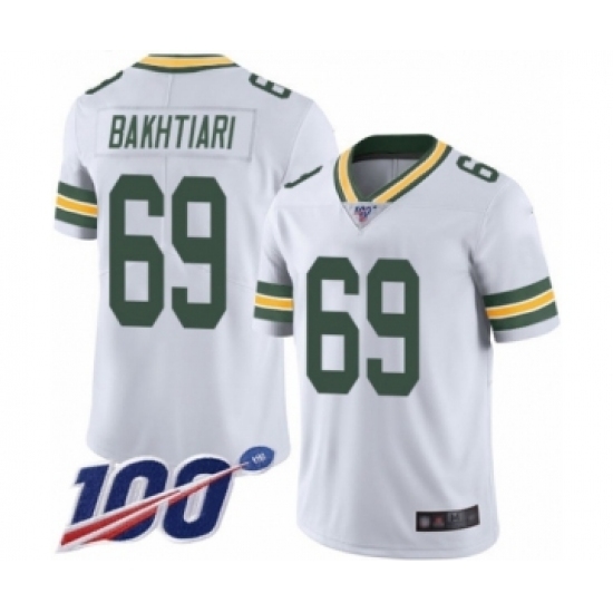 Men's Green Bay Packers #69 David Bakhtiari White Vapor Untouchable Limited Player 100th Season Football Jersey Men's Green Bay Packers #69 David Bakhtiari White Vapor Untouchable Limited Player 100th Season Football Jersey