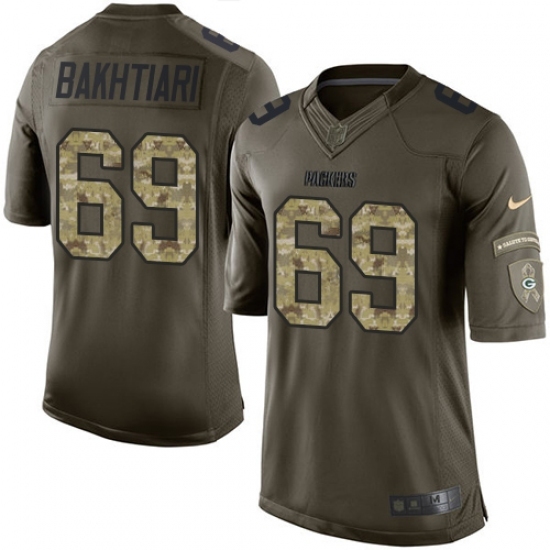 Men's Nike Green Bay Packers #69 David Bakhtiari Elite Green Salute to Service NFL Jersey Men's Nike Green Bay Packers #69 David Bakhtiari Elite Green Salute to Service NFL Jersey