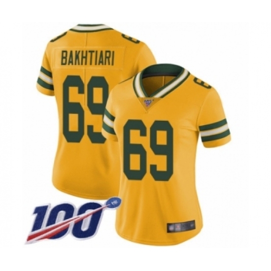 Women's Green Bay Packers #69 David Bakhtiari Limited Gold Rush Vapor Untouchable 100th Season Football Jersey Women's Green Bay Packers #69 David Bakhtiari Limited Gold Rush Vapor Untouchable 100th Season Football Jersey