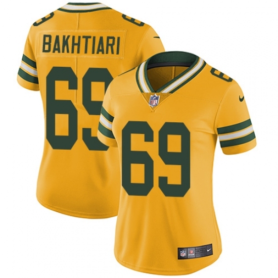 Women's Nike Green Bay Packers #69 David Bakhtiari Limited Gold Rush Vapor Untouchable NFL Jersey Women's Nike Green Bay Packers #69 David Bakhtiari Limited Gold Rush Vapor Untouchable NFL Jersey