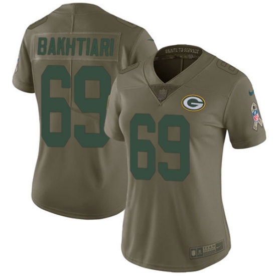 Women's Nike Green Bay Packers #69 David Bakhtiari Limited Olive 2017 Salute to Service NFL Jersey Women's Nike Green Bay Packers #69 David Bakhtiari Limited Olive 2017 Salute to Service NFL Jersey