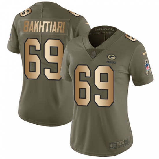 Women's Nike Green Bay Packers #69 David Bakhtiari Limited Olive/Gold 2017 Salute to Service NFL Jersey Women's Nike Green Bay Packers #69 David Bakhtiari Limited Olive/Gold 2017 Salute to Service NFL Jersey