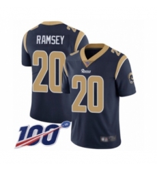 Men's Los Angeles Rams #20 Jalen Ramsey Navy Blue Team Color Vapor Untouchable Limited Player 100th Season Football Jersey