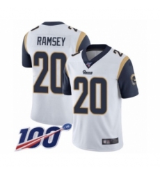 Men's Los Angeles Rams #20 Jalen Ramsey White Vapor Untouchable Limited Player 100th Season Football Jersey