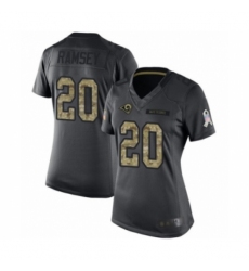 Women's Los Angeles Rams #20 Jalen Ramsey Limited Black 2016 Salute to Service Football Jersey