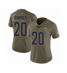 Women's Los Angeles Rams #20 Jalen Ramsey Limited Olive 2017 Salute to Service Football Jersey