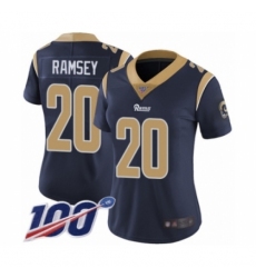 Women's Los Angeles Rams #20 Jalen Ramsey Navy Blue Team Color Vapor Untouchable Limited Player 100th Season Football Jersey