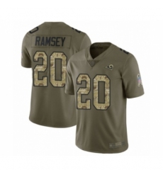 Youth Los Angeles Rams #20 Jalen Ramsey Limited Olive Camo 2017 Salute to Service Football Jersey