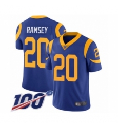 Youth Los Angeles Rams #20 Jalen Ramsey Royal Blue Alternate Vapor Untouchable Limited Player 100th Season Football Jersey
