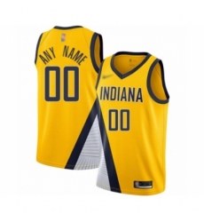 Men's Indiana Pacers Customized Authentic Gold Finished Basketball Jersey - Statement Edition