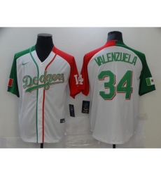 Men's Nike Los Angeles Dodgers #34 Fernando Valenzuela White Split Authentic Jersey