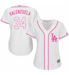 Women's Majestic Los Angeles Dodgers #34 Fernando Valenzuela Authentic White Fashion Cool Base MLB Jersey
