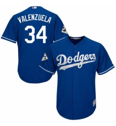 Youth Majestic Los Angeles Dodgers #34 Fernando Valenzuela Replica Royal Blue Alternate 2017 World Series Bound Cool Base MLB Jersey