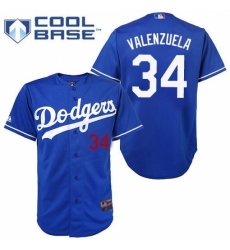 Youth Majestic Los Angeles Dodgers #34 Fernando Valenzuela Replica Royal Blue Cool Base MLB Jersey