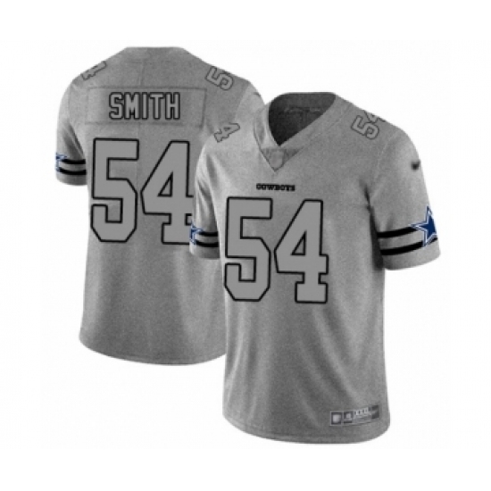 Men's Dallas Cowboys #54 Jaylon Smith Gray Team Logo Gridiron Limited Player Football Jersey Men's Dallas Cowboys #54 Jaylon Smith Gray Team Logo Gridiron Limited Player Football Jersey