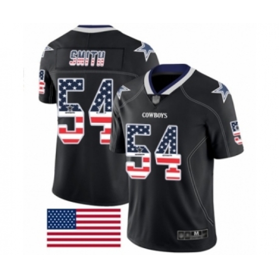 Men's Dallas Cowboys #54 Jaylon Smith Limited Black Rush USA Flag Football Jersey Men's Dallas Cowboys #54 Jaylon Smith Limited Black Rush USA Flag Football Jersey