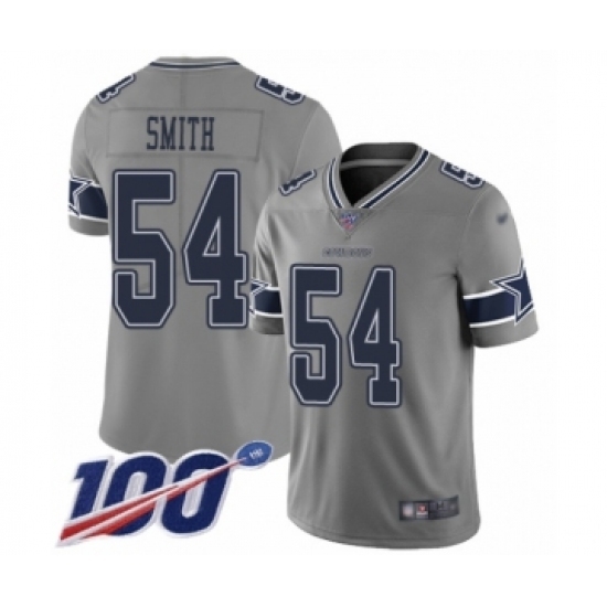 Men's Dallas Cowboys #54 Jaylon Smith Limited Gray Inverted Legend 100th Season Football Jersey Men's Dallas Cowboys #54 Jaylon Smith Limited Gray Inverted Legend 100th Season Football Jersey