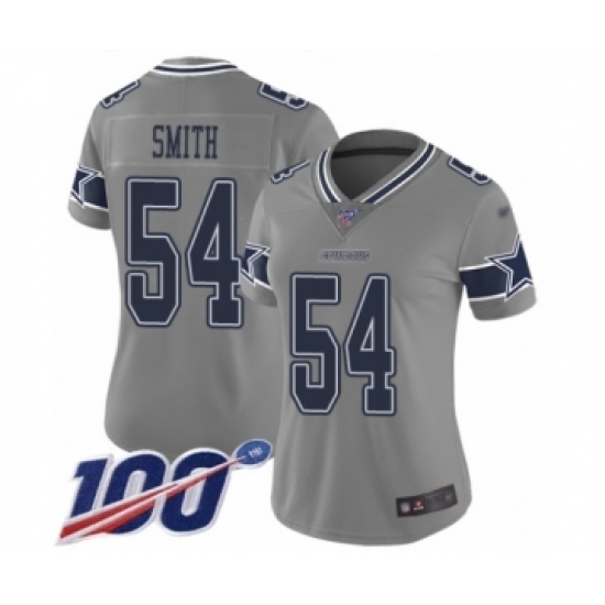 Women's Dallas Cowboys #54 Jaylon Smith Limited Gray Inverted Legend 100th Season Football Jersey Women's Dallas Cowboys #54 Jaylon Smith Limited Gray Inverted Legend 100th Season Football Jersey