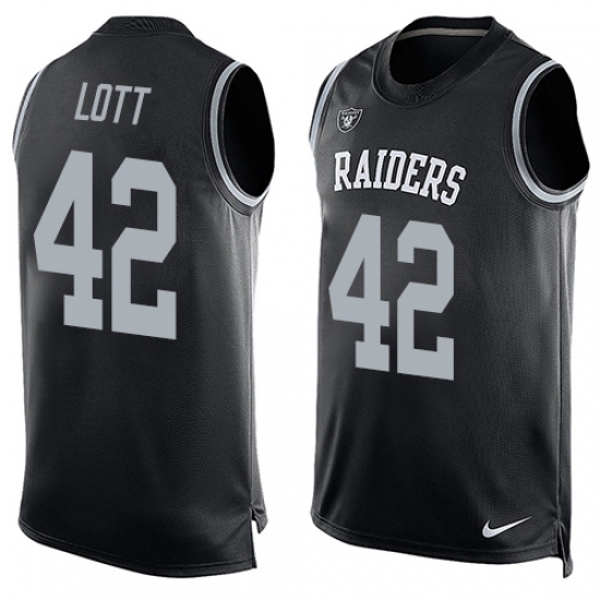 Men's Nike Oakland Raiders #42 Ronnie Lott Limited Black Player Name & Number Tank Top NFL Jersey Men's Nike Oakland Raiders #42 Ronnie Lott Limited Black Player Name & Number Tank Top NFL Jersey