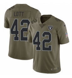 Men's Nike Oakland Raiders #42 Ronnie Lott Limited Olive 2017 Salute to Service NFL Jersey Men's Nike Oakland Raiders #42 Ronnie Lott Limited Olive 2017 Salute to Service NFL Jersey