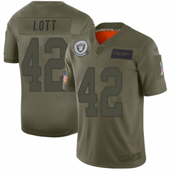 Men's Oakland Raiders #42 Ronnie Lott Limited Camo 2019 Salute to Service Football Jersey Men's Oakland Raiders #42 Ronnie Lott Limited Camo 2019 Salute to Service Football Jersey