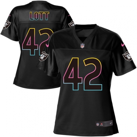 Women's Nike Oakland Raiders #42 Ronnie Lott Game Black Fashion NFL Jersey Women's Nike Oakland Raiders #42 Ronnie Lott Game Black Fashion NFL Jersey