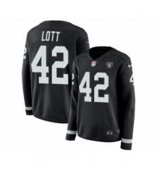 Women's Nike Oakland Raiders #42 Ronnie Lott Limited Black Therma Long Sleeve NFL Jersey Women's Nike Oakland Raiders #42 Ronnie Lott Limited Black Therma Long Sleeve NFL Jersey