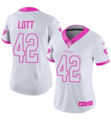 Women's Nike Oakland Raiders #42 Ronnie Lott Limited White/Pink Rush Fashion NFL Jersey Women's Nike Oakland Raiders #42 Ronnie Lott Limited White/Pink Rush Fashion NFL Jersey