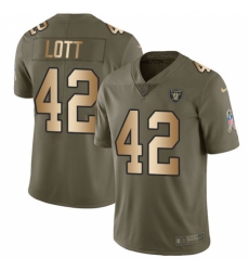 Youth Nike Oakland Raiders #42 Ronnie Lott Limited Olive/Gold 2017 Salute to Service NFL Jersey Youth Nike Oakland Raiders #42 Ronnie Lott Limited Olive/Gold 2017 Salute to Service NFL Jersey