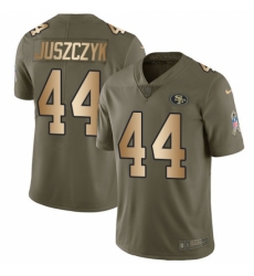 Men's Nike San Francisco 49ers #44 Kyle Juszczyk Limited Olive/Gold 2017 Salute to Service NFL Jersey Men's Nike San Francisco 49ers #44 Kyle Juszczyk Limited Olive/Gold 2017 Salute to Service NFL Jersey